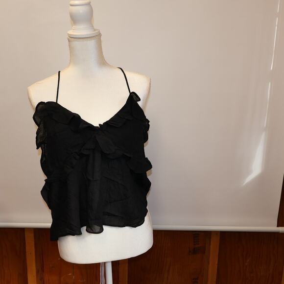 NWT J. Crew Drapey Ruffle Tank Top Cascading Ruffles Black Med Womens Trending - Picture 12 of 16
